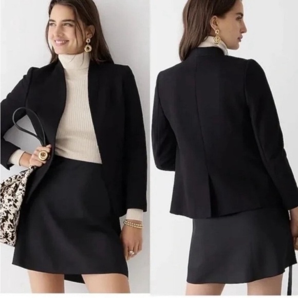 J. CREW 365 Going Out black stretch twill classic essential open front blazer 2 - Picture 1 of 10